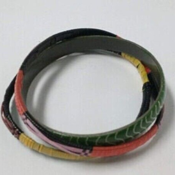 BUNDLE: African Patterned Beaded Painted Bangle Bracelet Trios (Multiple Colors) - Picture 12 of 12